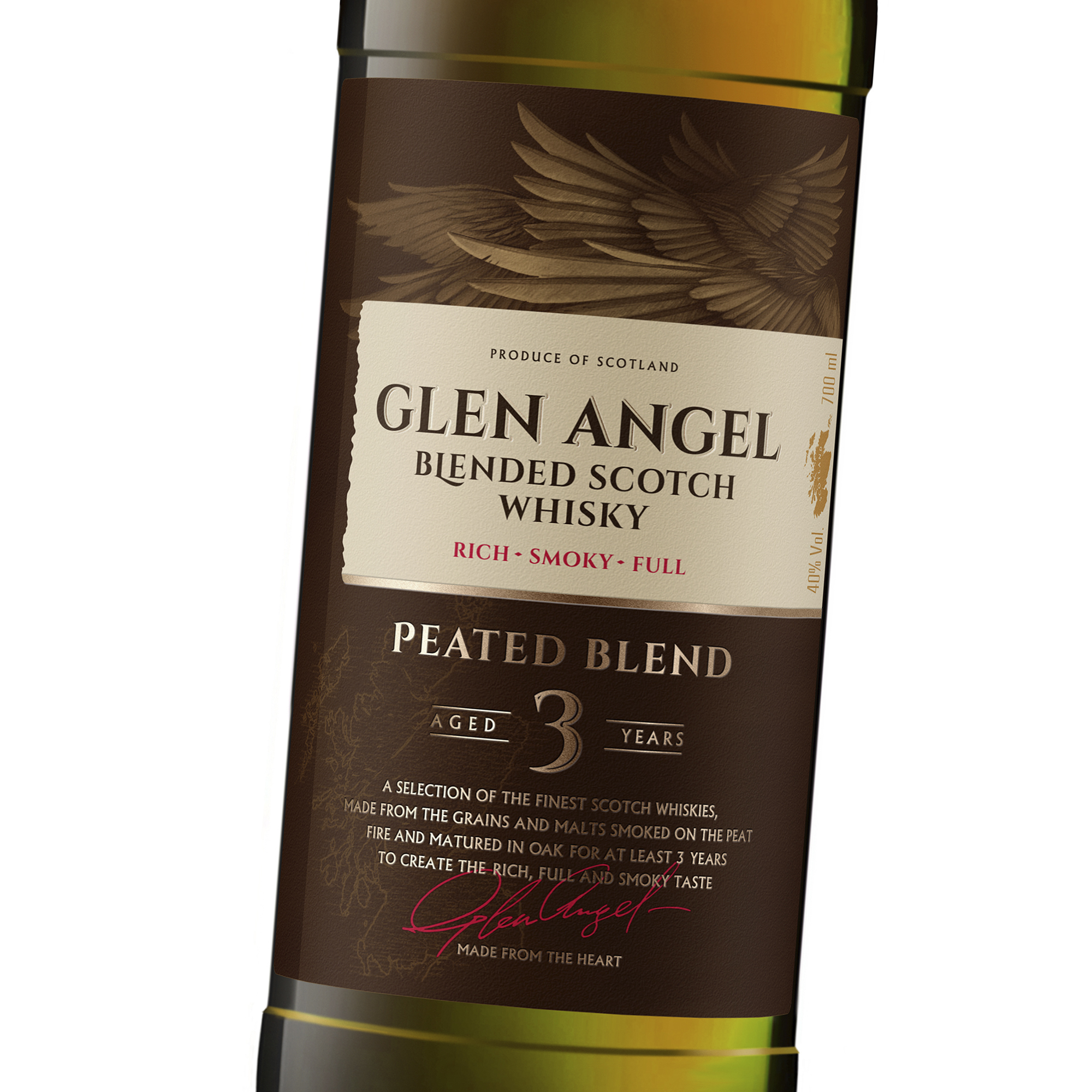 GLEN ANGEL Blended Scotch Whisky SMOKY (Peated Blend) 70cl 0.700 л.