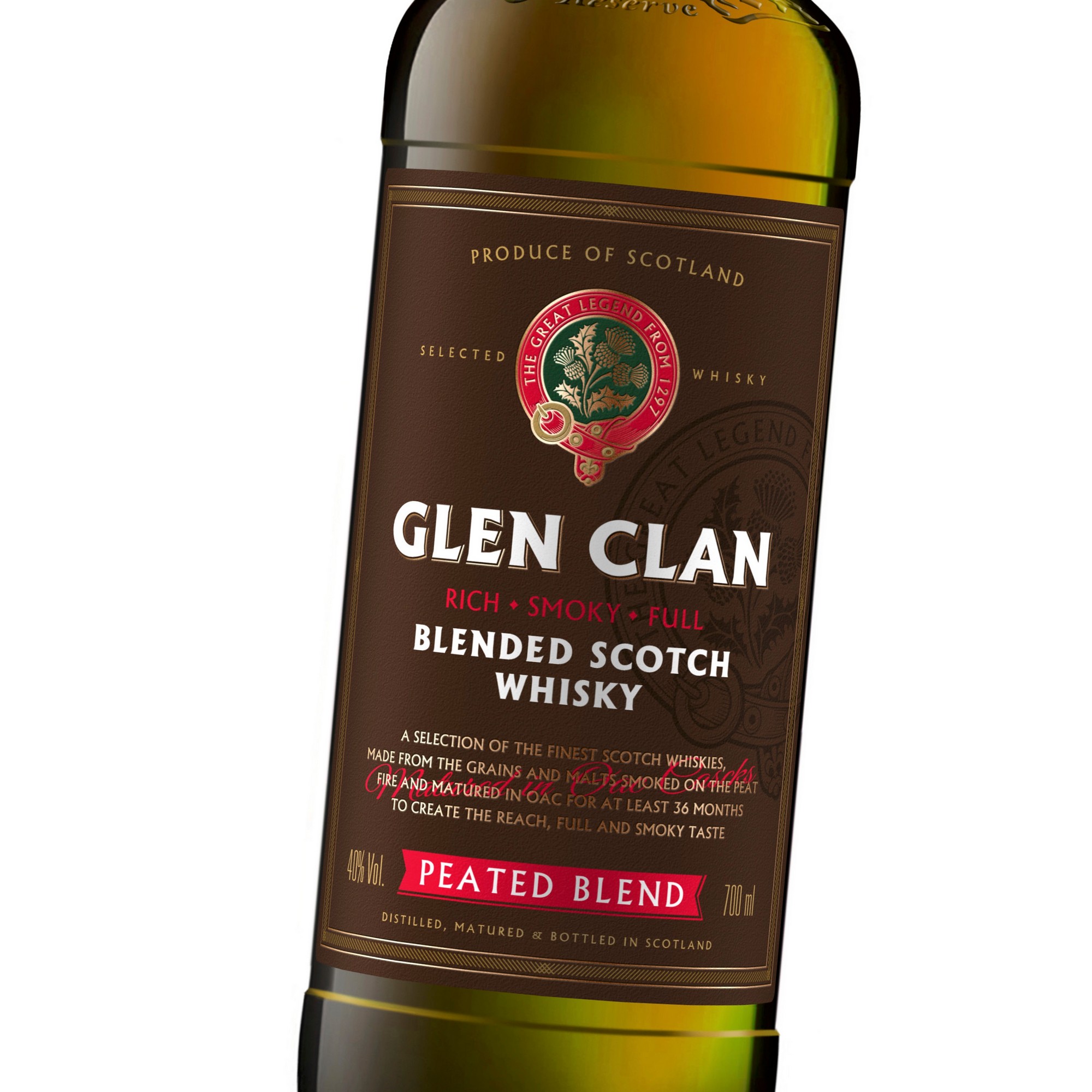 GLEN CLAN Blended Scotch Whisky SMOKY (Peated Blend) 70cl 0.700 л.