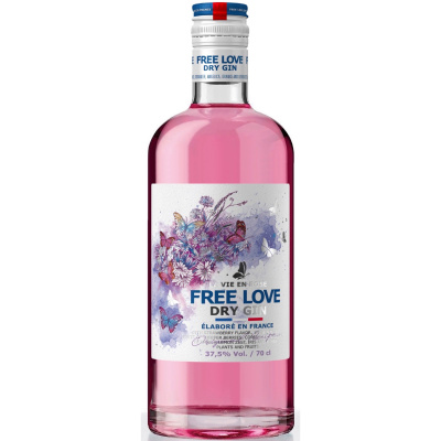 FREE LOVE Dry Gin La Vie en Rose 70cl 0.700 л.