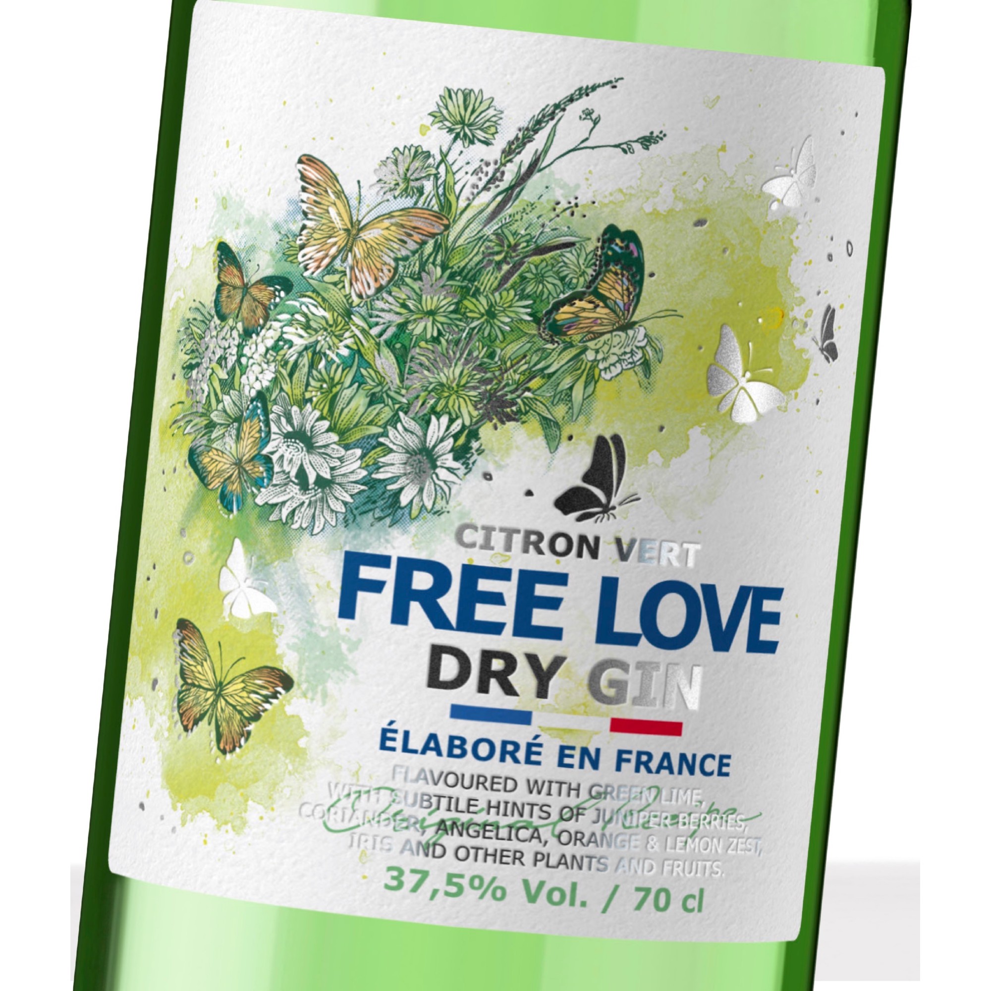 FREE LOVE Dry Gin Citron Vert 70cl 0.700 л.